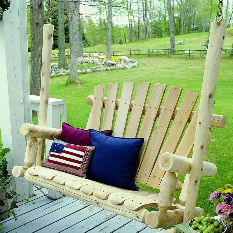 Natural Wood Porch Swing By Homeroots - 370282