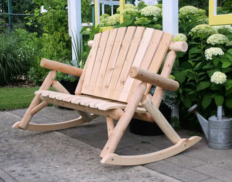 Natural Wood Rocking Loveseat By Homeroots
