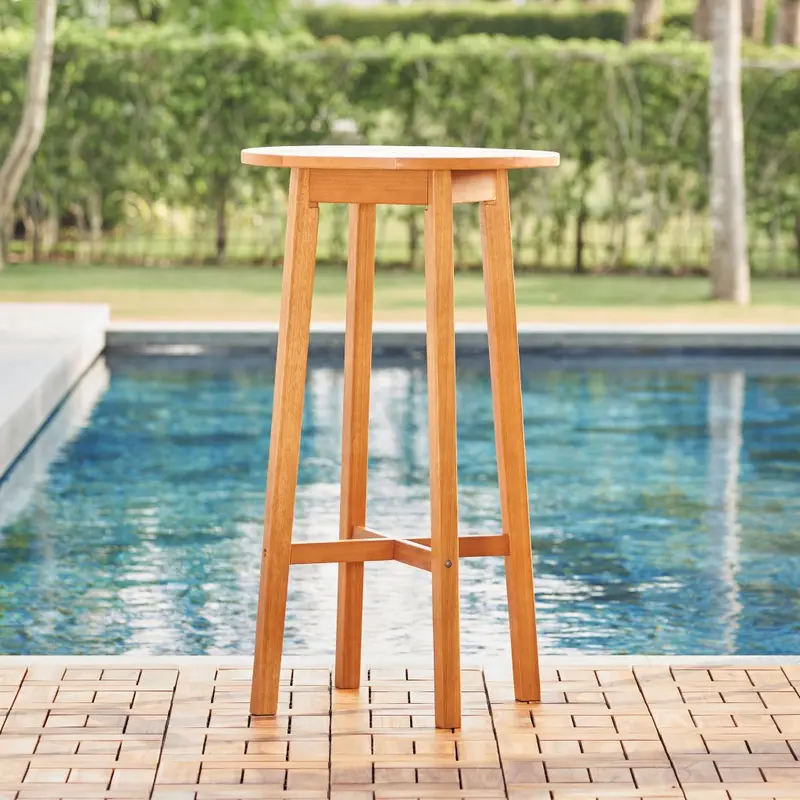 Natural Wood Round Bar Table By Homeroots