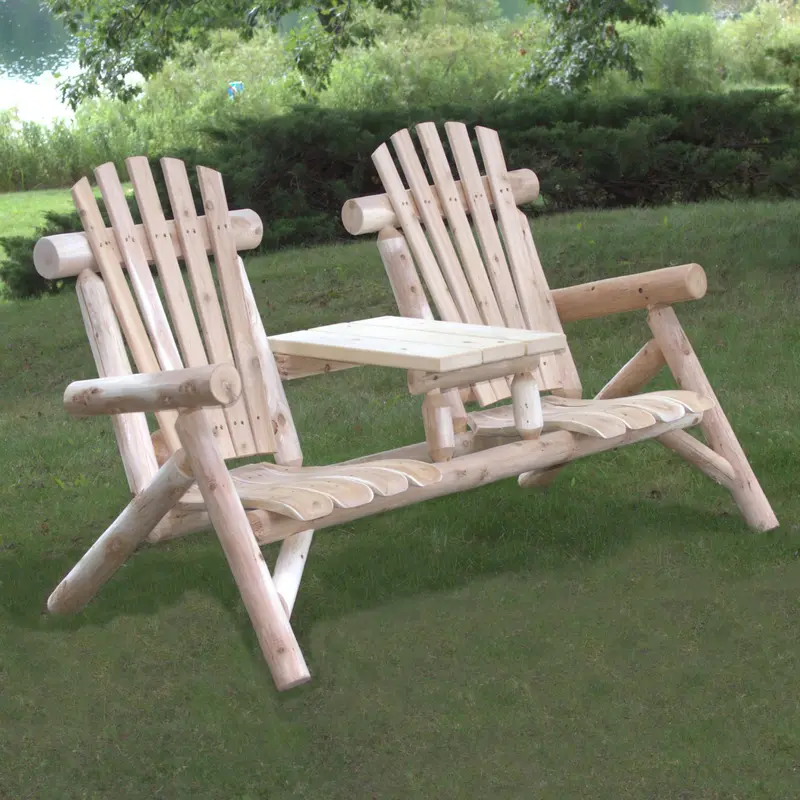 Natural Wood Tete-A-Tete Chair By Homeroots