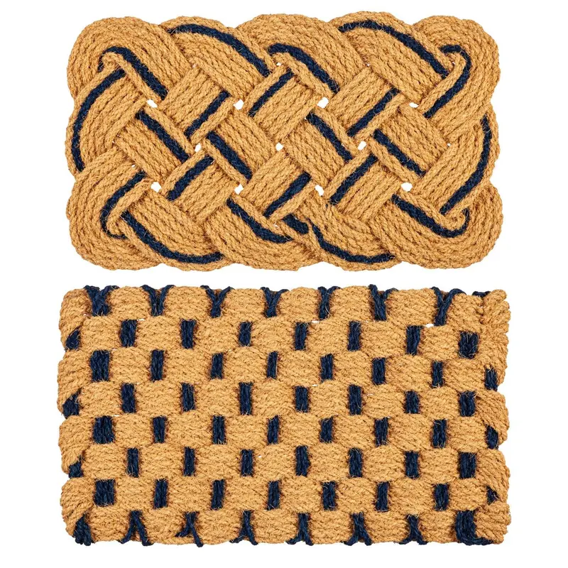 Navy and Natural Coir Woven Mat