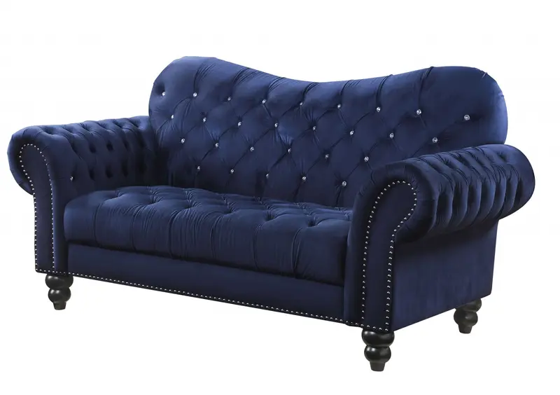 Navy Velvet Loveseat By Homeroots