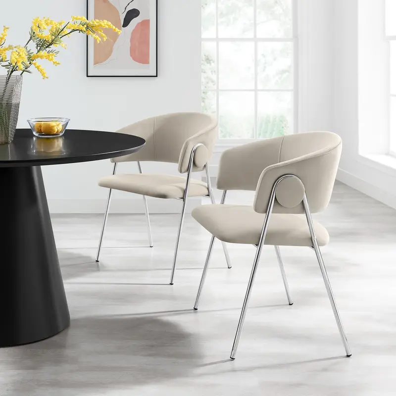 Nella Upholstered Performance Velvet Dining Chair Set of 2 by Modway