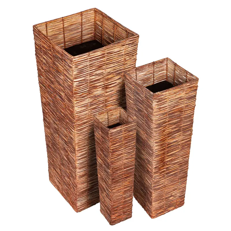 Nested Poplar Planters with Liners,Set of 3