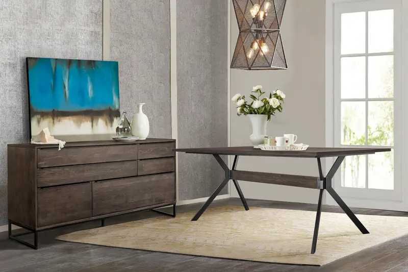 Nevada Rustic 2 piece set with Dining Table and Sideboard in Dark Brown By Armen Living