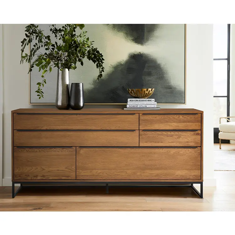 Nevada Rustic Oak Wood Sideboard In Balsamico By Armen Living