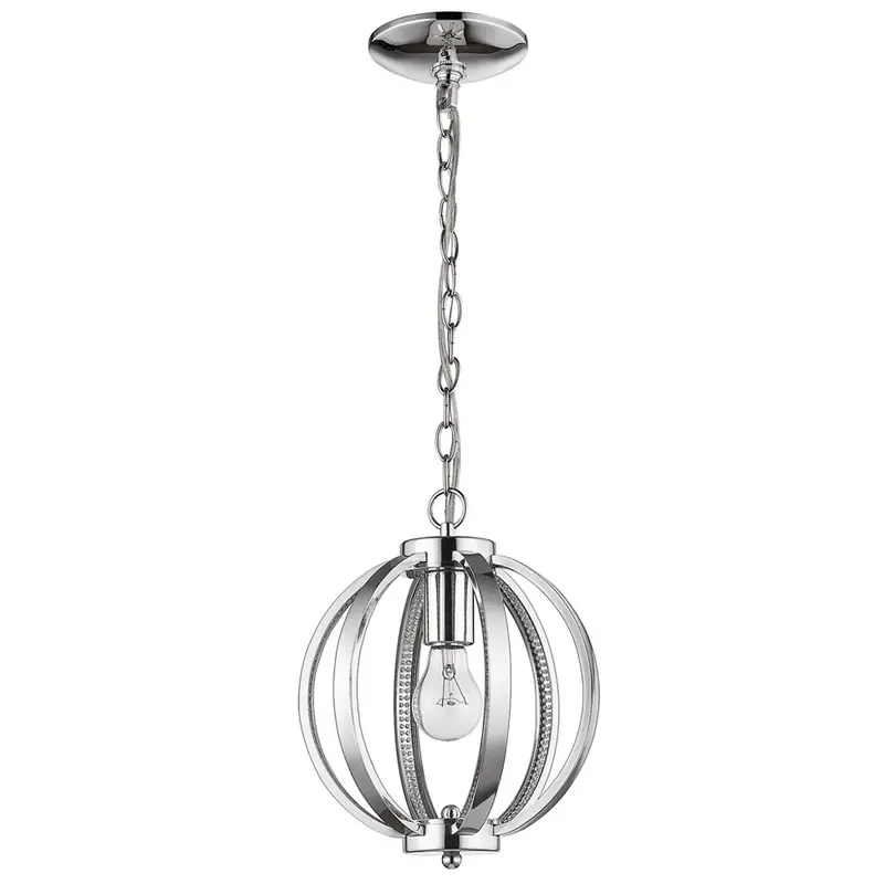 Nevaeh 1-Light Chrome Globe Pendant With Crystal Accents By Homeroots