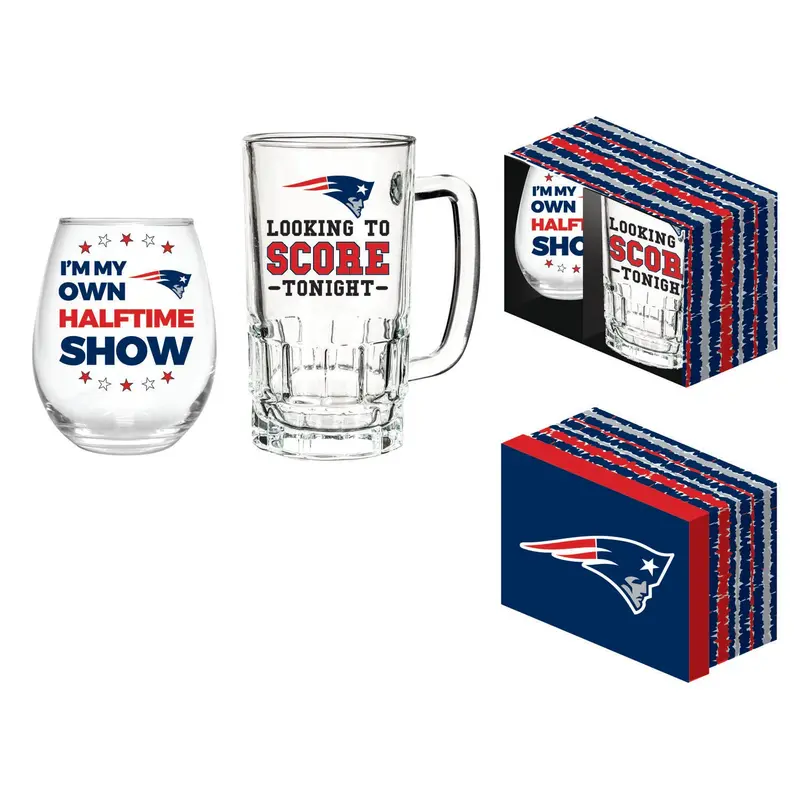 New England Patriots, Stemless 17OZ Wine & Beer 16 OZ Gift Set,p3843818
