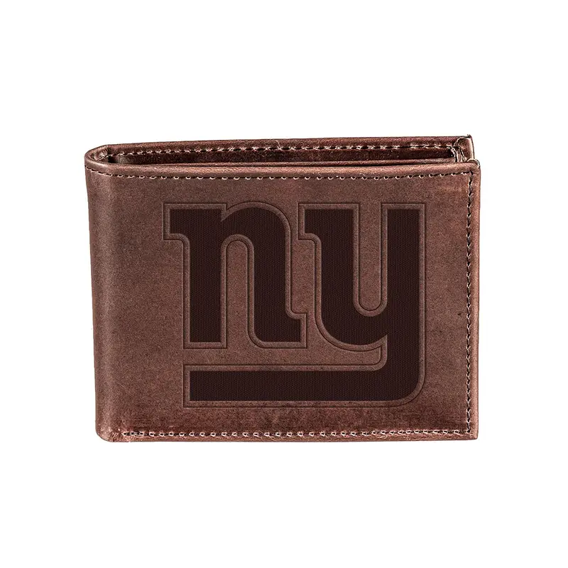 New York Giants, Bi-Fold Wallet, Brown, CH, 100% Genuine Leather