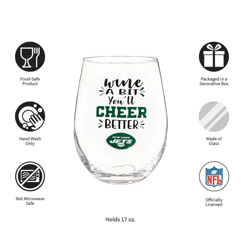 New York Jets, 17oz Boxed Stemless Wine