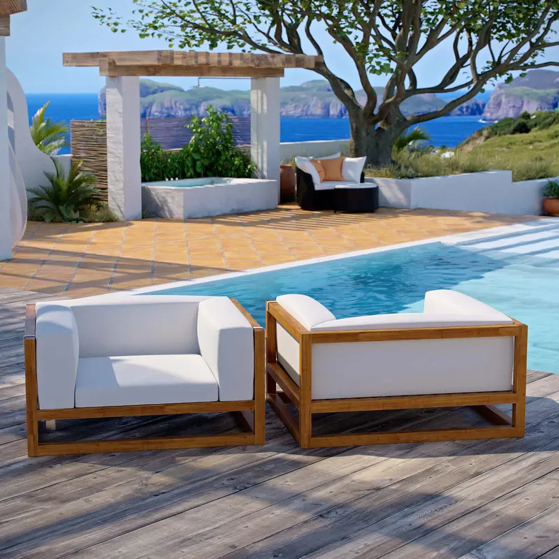 Newbury 2 Piece Outdoor Patio Premium Grade A Teak Wood Set By Modway - EEI-3627