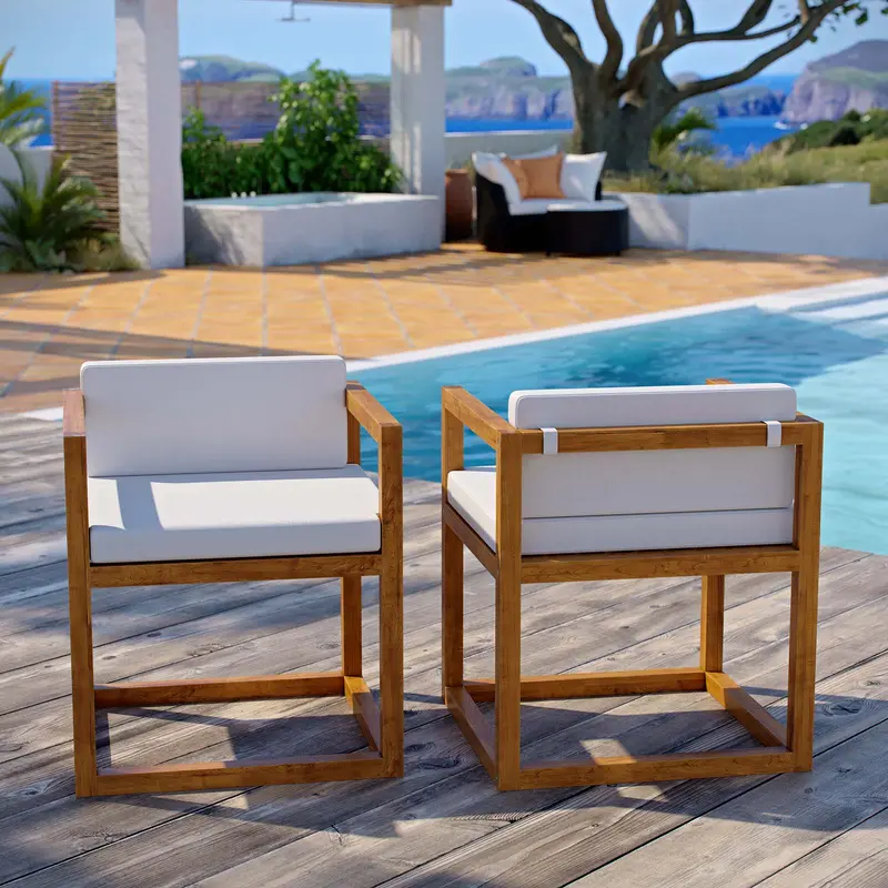 Newbury Outdoor Patio Premium Grade A Teak Wood Accent Armchair Set of 2 By Modway - EEI-4029