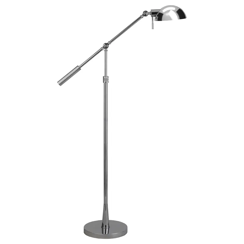 Nickel Adjustable Swing Arm Floor Lamp With Nickel No Pattern Cone Shade By Homeroots