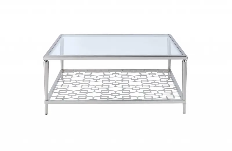 Nickel & Clear Glass Coffee Table By Homeroots