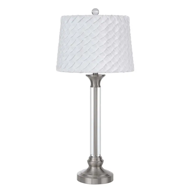 Nickel Metal Table Lamp With White Empire Shade By Homeroots
