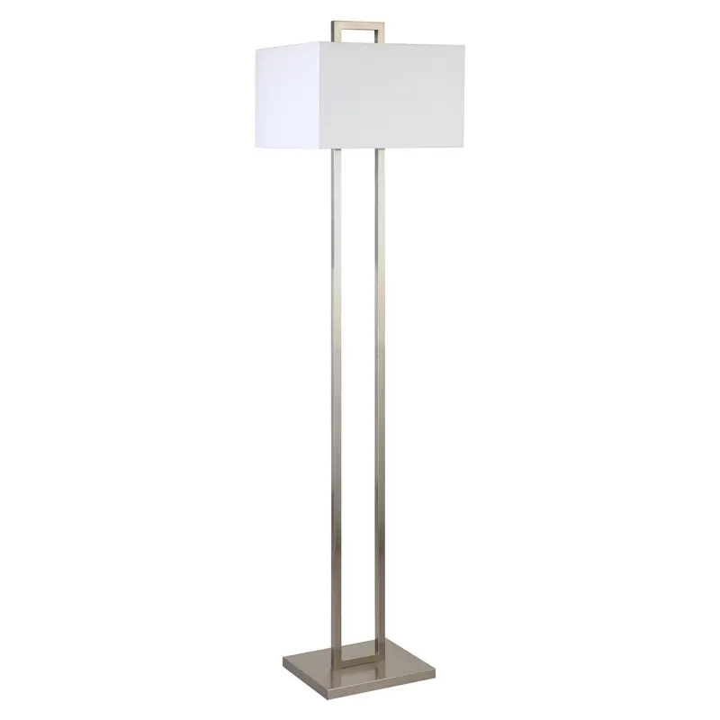 Nickel Traditional Shaped Floor Lamp With White Frosted Glass Rectangular Shade By Homeroots