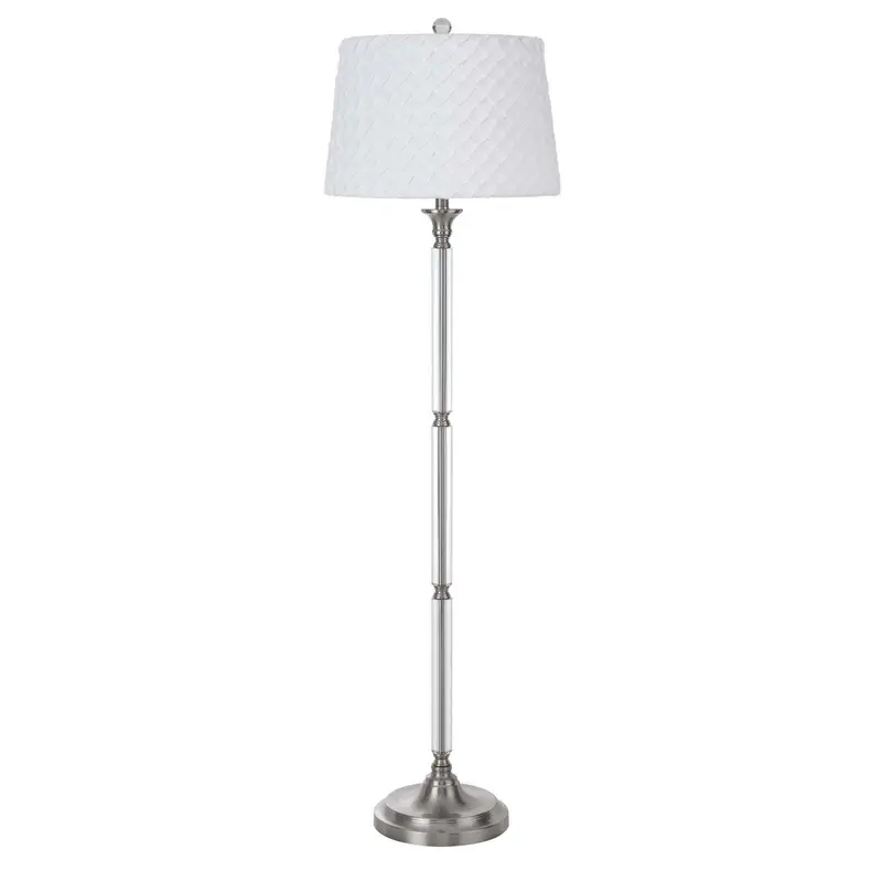 Nickel Traditional Shaped Floor Lamp With White Square Shade By Homeroots
