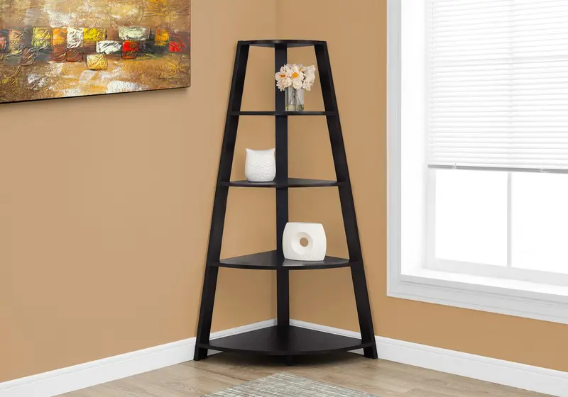 Noir Black Bookcase Corner Accent Shelf By Homeroots