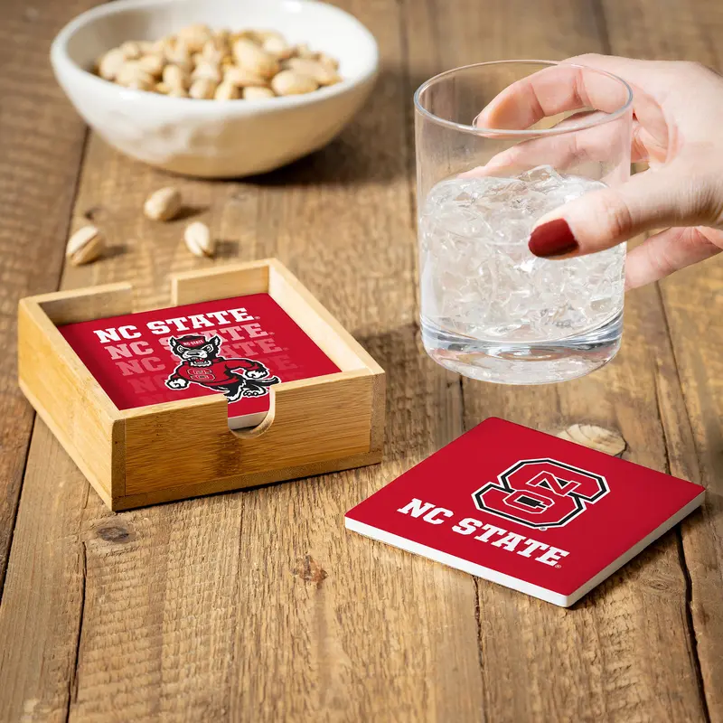 North Carolina State University Coasters and Caddy Set