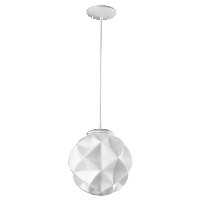 Nova 1-Light White Mini Pendant With Geometric Globe Shade By Homeroots