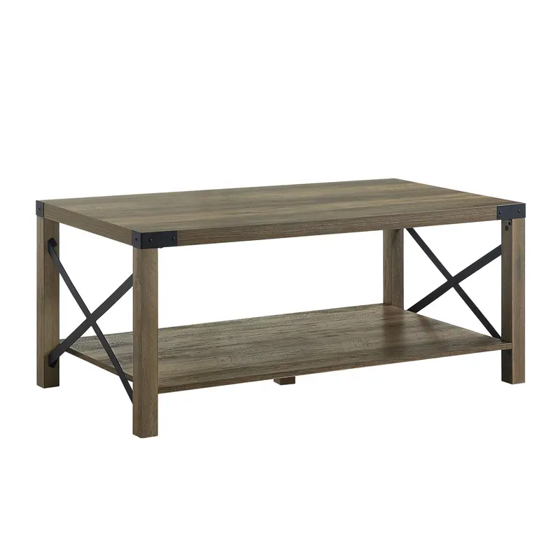 Oak Wood Coffee Table With Shelf By Homeroots