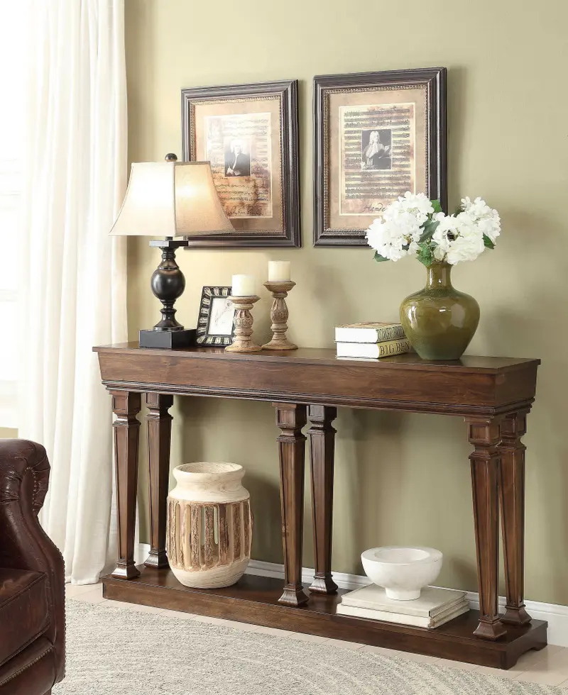 Oak Wood Console Table By Homeroots