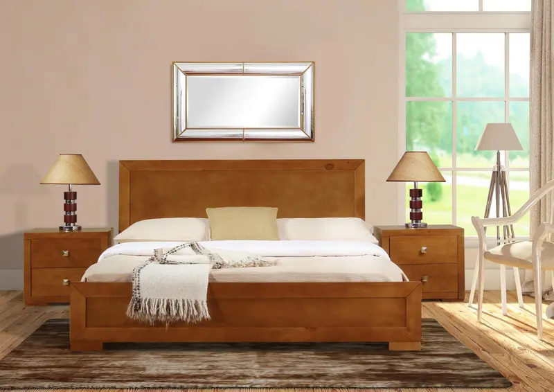 Oak Wood King Platform Bed By Homeroots - 397102