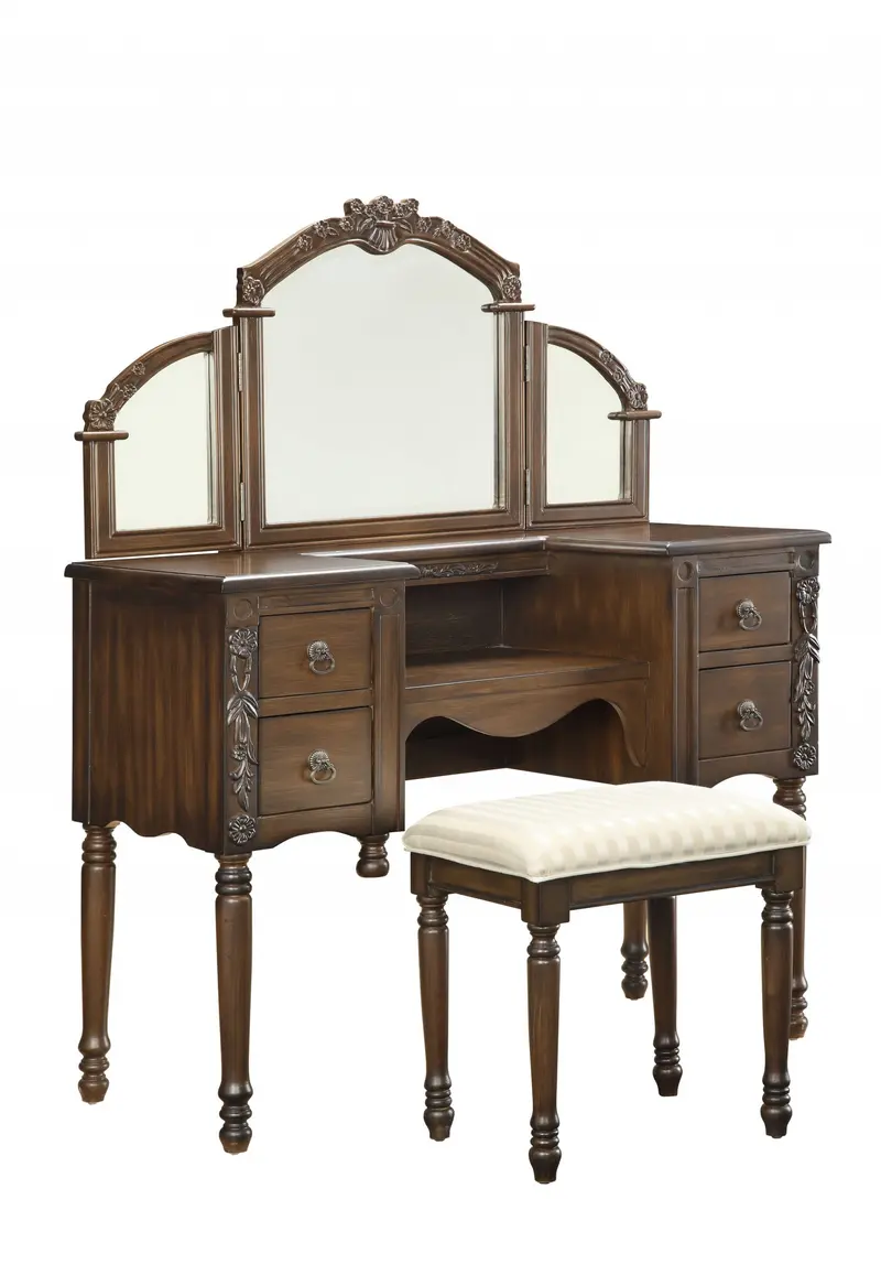 Oak Wooden Vanity Desk And Stool By Homeroots