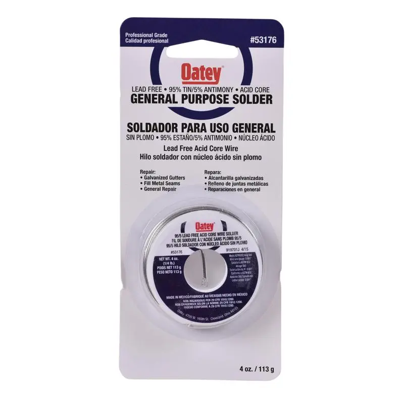 Oatey 4 oz Lead-Free Acid Core Wire Solder Tin/Antimony 95/5 1 pc
