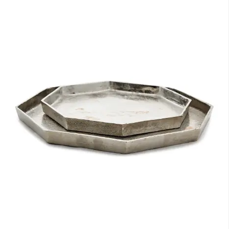 Octagon Silver Tray Set Of 4 By Tozai Home