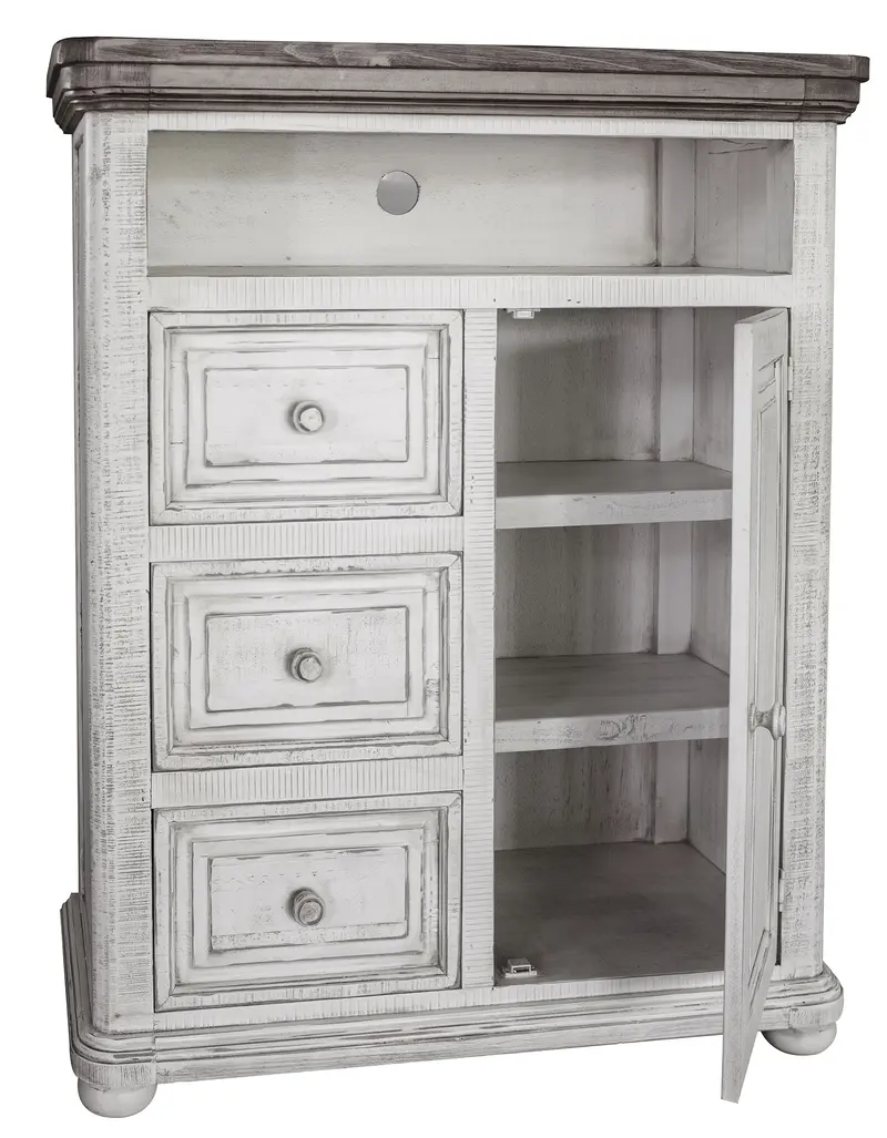 Off White Solid Wood Three Drawer Gentlemans Chest By Homeroots