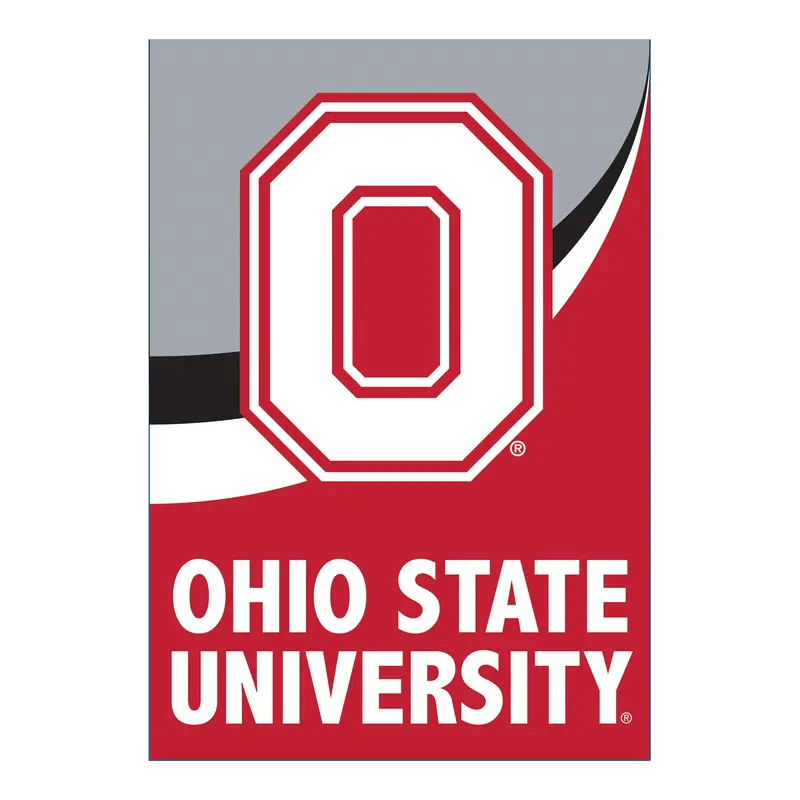 Ohio State University Burlap Flag House Size