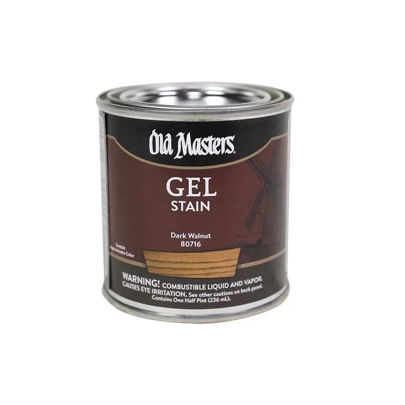 Old Masters Semi-Transparent Dark Walnut Oil-Based Alkyd Gel Stain 0.5 pt - Open Box