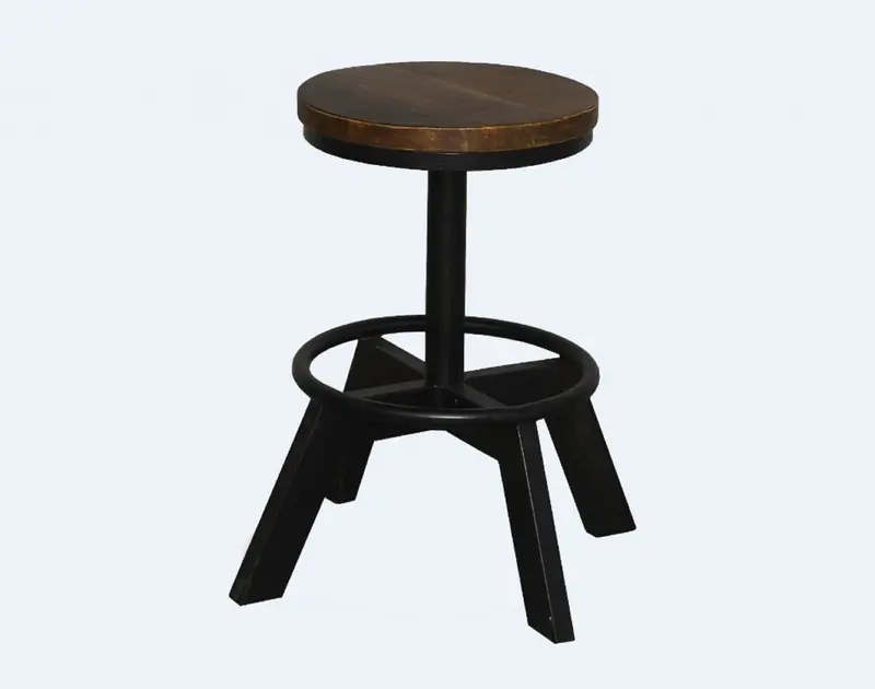 Old School Industrial Dark Wood Stool By Homeroots