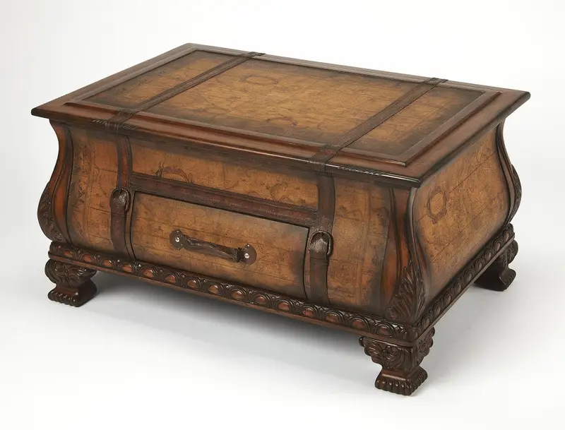 Old World Vintage Style Map Bombe Coffee Table By Homeroots