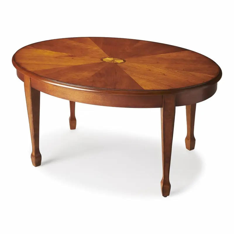 Olive Ash Burl Oval Coffee Table By Homeroots
