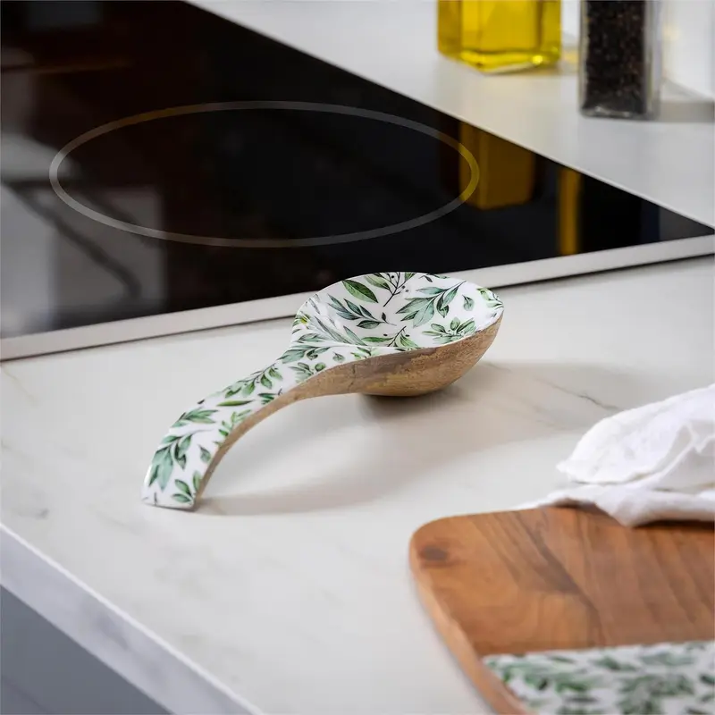 Olive Oasis Wood Spoon Rest, 10.25"L