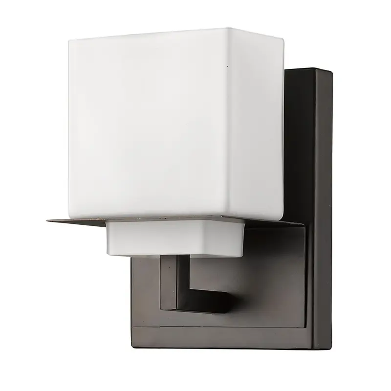 One Light Bronze White Glass Wall Sconce By Homeroots