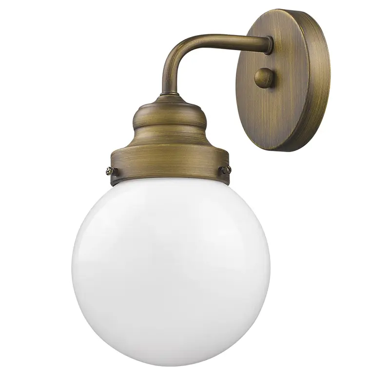 One Light Gold Wall Sconce with Round Glass Shade By Homeroots