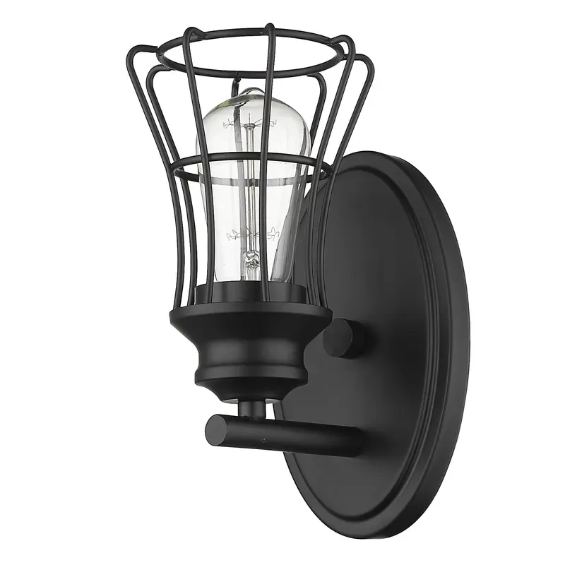 One Light Matte Black Cage Wall Sconce By Homeroots