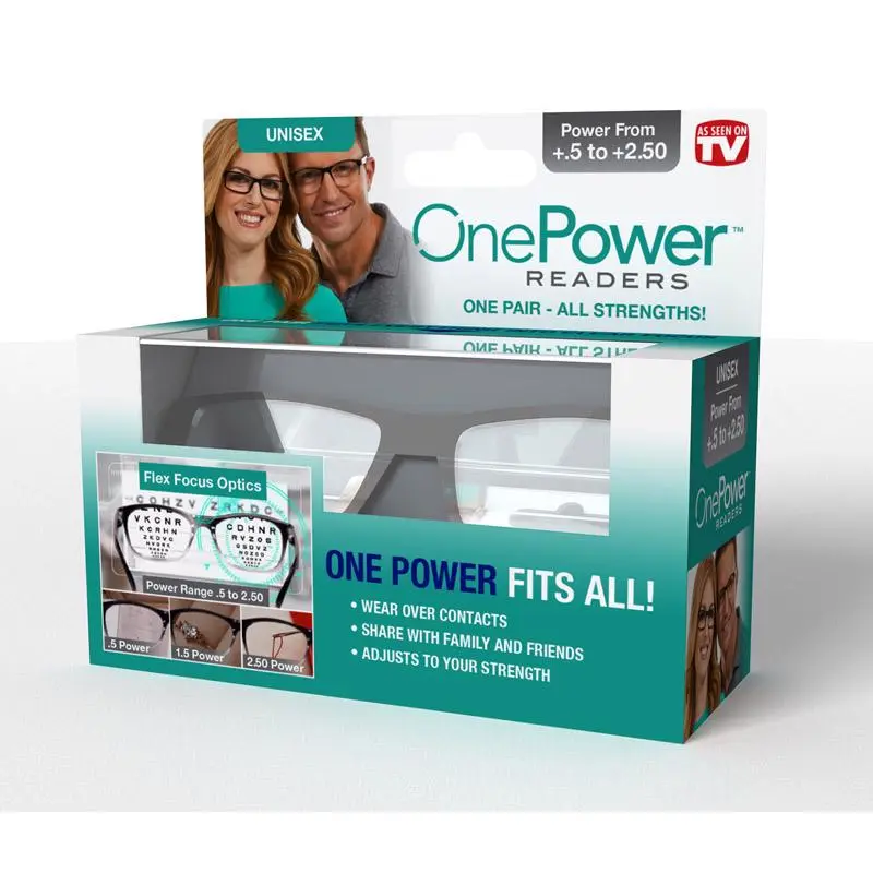 OnePower As Seen On TV Black Reading Glasses From +.5 - +2.5 - Open Box