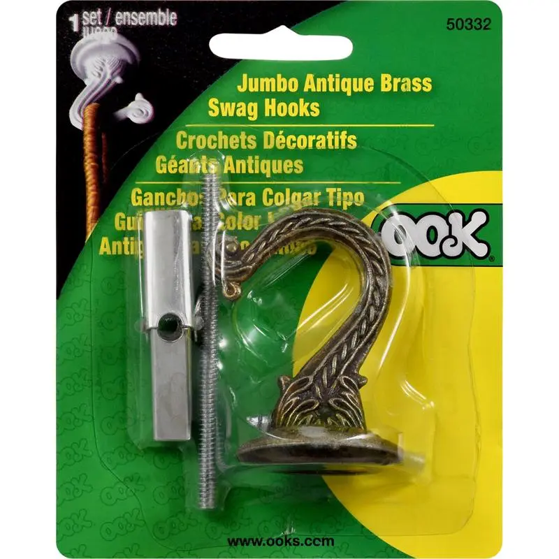 Ook Jumbo Antique Brass Steel 2.5 in. L Swag Hook 30 lb. 1 pk (Pack of 6) - Deal of The Week