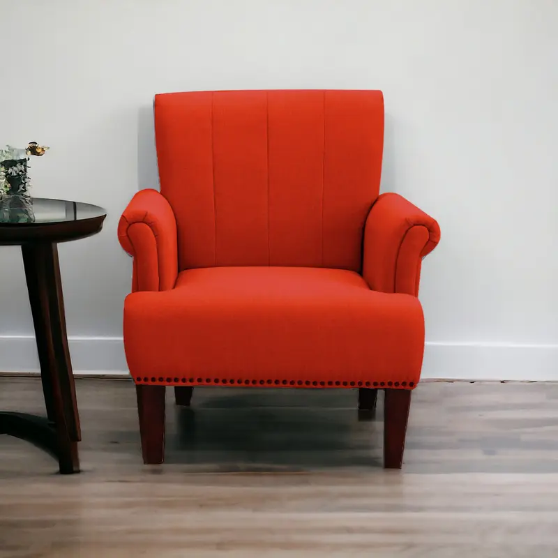 Orange and Brown Upholstered Arm Chair By Homeroots