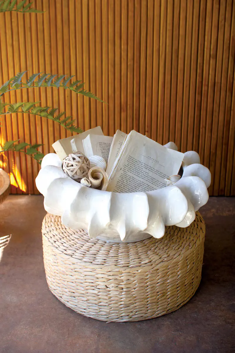 Organic White Ceramic Compote By Kalalou