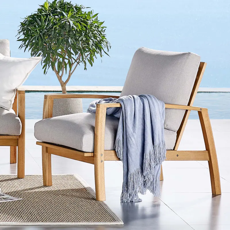 Orlean Outdoor Patio Eucalyptus Wood Lounge Armchair By Modway - EEI-3698