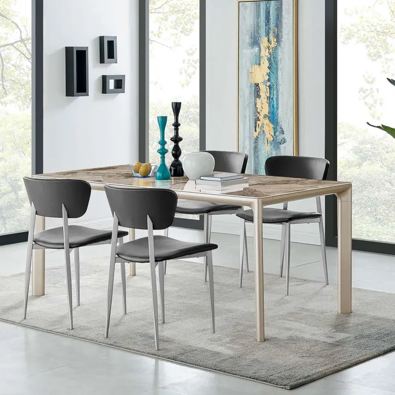 Otello and Tori Black Fabric 5 Piece Rectangular Dining Set By Armen Living