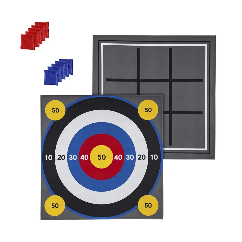 Outdoor Reversible Game Set with Storage Bag, Three In A Row/Target Toss