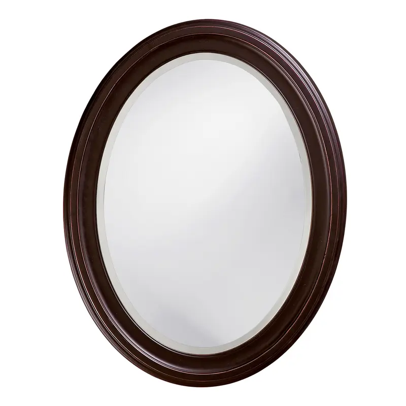 Oval Oil Rubbed Bronze Mirror with Wooden Grooves Frame By Homeroots