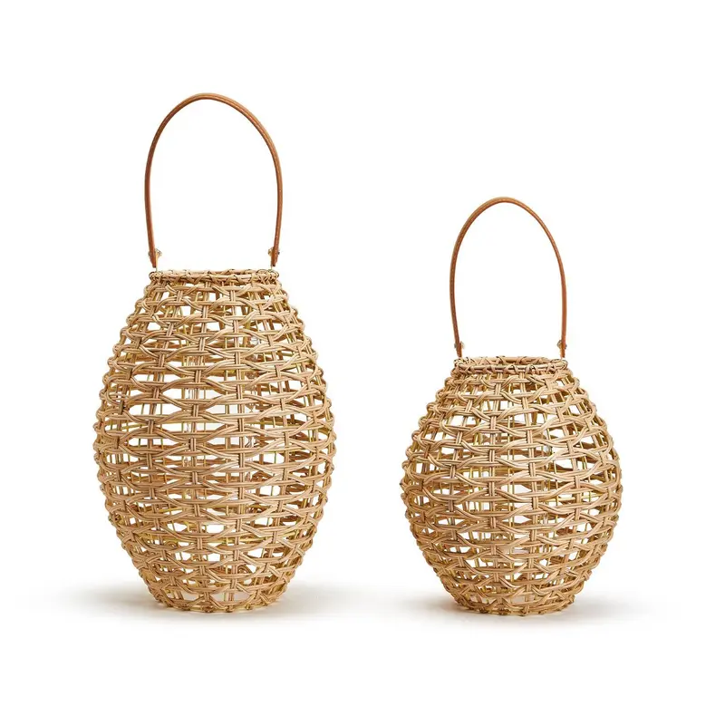 Oval Rattan Lantern Incl 2 Sizes Set Of 2 By Two's Company