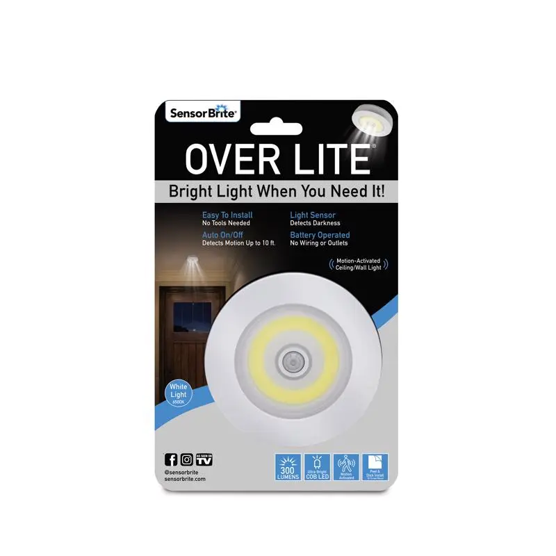 Over Lite As Seen On TV White 300 lm. Battery Powered LED Puck Light - Deal of The Week
